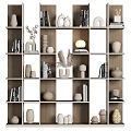 Modern Open Wooden Shelf Unit With Books Vases Decorative Pieces And Lamp