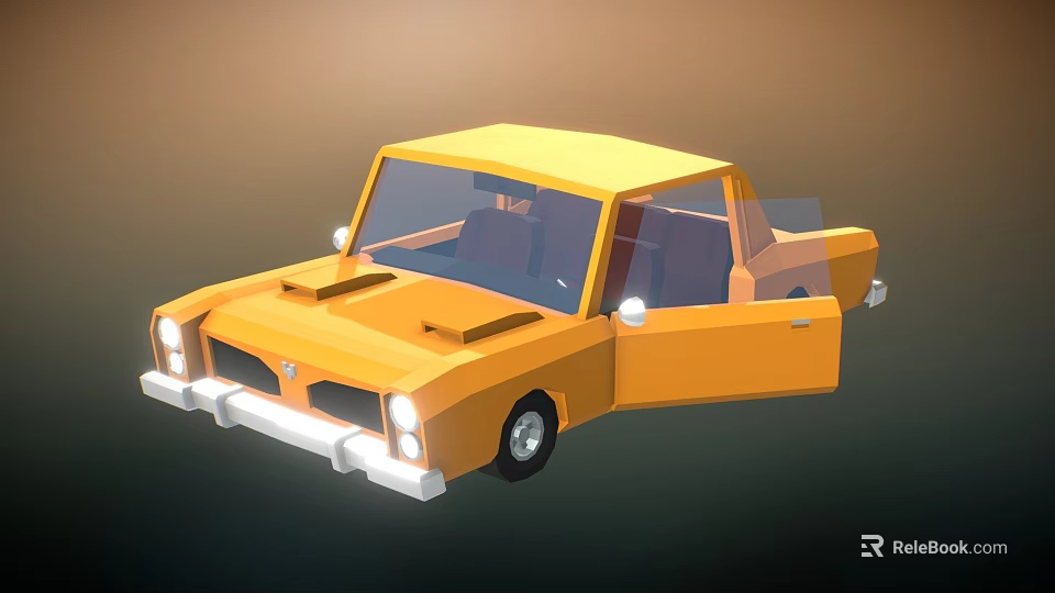 Yellow Pickup Truck with Open Doors 3D Rendered Design Front View and Exterior Details 3d model 