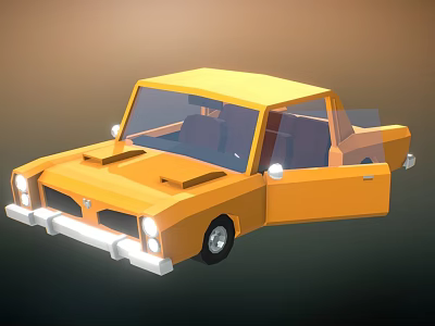 Yellow Pickup Truck with Open Doors 3D Rendered Design Front View and Exterior Details 3d model