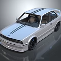 Silver Modified BMW Car With Black Stripes Sporty Exterior And Alloy Wheels