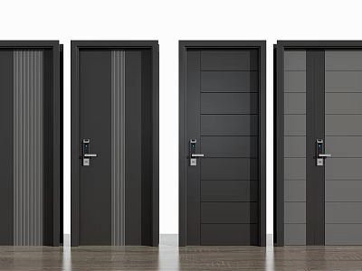 Various Design Black And Gray Security Doors With Secure Lock Systems 3d model