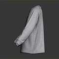 Gray Long Sleeve Sweatshirt with Round Neck and Stitch Details in Simple Minimalist Design