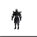 Fantasy Creature Warrior in Spiked Armor Featuring Tall Helmet and Intricate Details