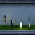 Modern Outdoor Lights With Various Designs Illuminating Garden Grass Area