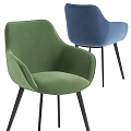 Modern Beige And Grey Dining Chairs With Velvet Upholstered Seats And Black Slim Metal Legs