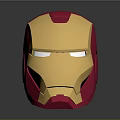 Iron Man Helmet With Gold And Red Design And Blue Glowing Eyes On Dark Background