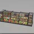 Multi Tiered Supermarket Shelves Neatly Arranged With Various Colorful Products