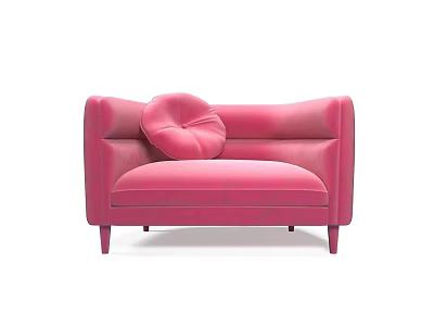Pink Velvet Single Sofa in Modern Style with Round Cushion and Stylish Legs 3d model