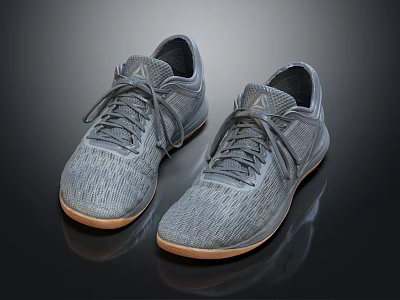 Casual Gray Knit Sneakers With Light Brown Sole And Simple Design 3d model