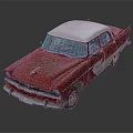 Red Vintage Classic Car With White Roof And Retro Design