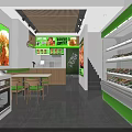 Fresh Nutritious Tasty Restaurant With Open Kitchen Vegetable Display And Modern Seating