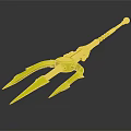 Fantasy Style Metallic Trident Weapon With Sharp Prongs And Decorative Handle 3d model