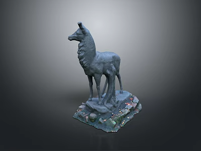 Decorative Deer Sculpture For Home Decor With Stone Base And Ornaments 3d model