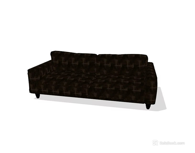 Black Fabric Two Seater Sofa With Cross Pattern And Solid Black Legs 3d model