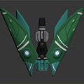 Futuristic Green Sci Fi Spaceship Model With Glowing Lights And Sleek Wing Structure 3d model