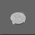 Modern Circular Tray With White Marble Surface And Golden Handles For Home Decor