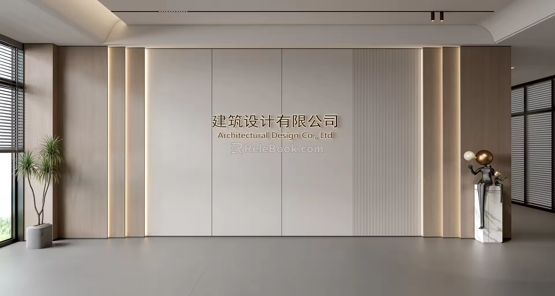 Modern Front Desk Background Wall Simple Background Wall Front Desk Reception Area Background Wall Company Front Desk Background Wall 3d model