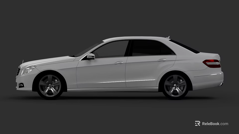 White Modern Sedan Car With Sleek Body And Stylish Side View Design 3d model 