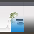 Modern Frosted Glass Partition With Integrated Lighting And Indoor Plant