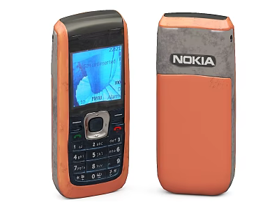 Nokia Classic Feature Phones With Orange Black Design And Illuminated Screen 3d model