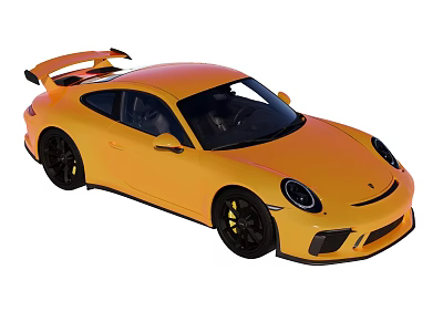 Orange Sports Car With Black Wheels Rear Spoiler And Sleek Design 3d model