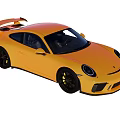 Orange Sports Car With Black Wheels Rear Spoiler And Sleek Design