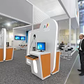 Marpacel Modern Exhibition Booth With White Design Interactive Displays Multiple Screens And People Around