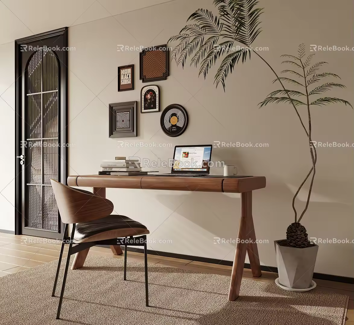 Modern Middle Ancient Desk Office Desk 3d model