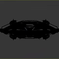 Futuristic Black Sci Fi Spaceship With Blue Illuminated Accents And Sleek Design
