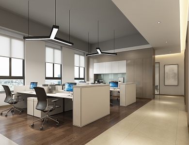 Open office in modern public office area 3d model