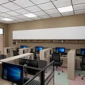 Modern Public Office Space Layout With Cubicles Desks Computers And Windows 3d model