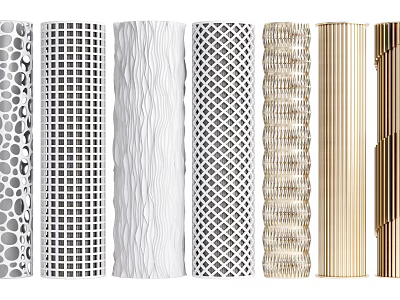 Columns With Various Textures Patterns And Modern Styles For Interior Decor 3d model