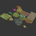 Scenery Building Components Including Grass Terrain Rocks And Stone Path Pieces