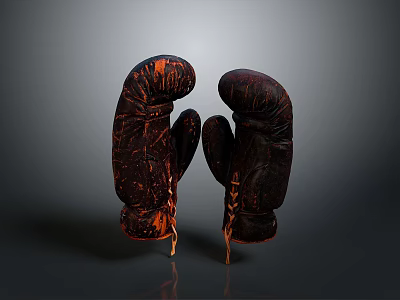 Pair of High Quality Leather Boxing Gloves With Brown Pattern For Boxing Training 3d model