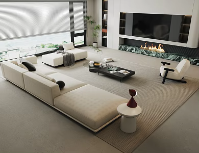 Modern Sofa Combination Sofa Coffee Table Combination Fabric Sofa Multi-person Sofa Office Sofa Living Room Sofa 3d model