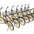Modern Bicycle Lockers With Neatly Arranged Yellow Bicycles And Baskets
