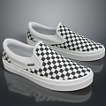 Casual Canvas Slip On Shoes With Black And White Checkered Pattern For Daily Wear Essentials