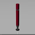 Red Vertical Columnar Object On Dark Background With Shiny Surface Silver Base And Black Ring 3d model