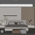 Modern Bedroom Interior With Neutral Tones Recessed Lighting Floor to Ceiling Window And Area Rug