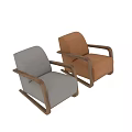 Modern Tan Leather Upholstered Armchair With Curved Solid Wood Frame For Cozy Home Lounge Space