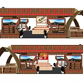 Traditional Exhibition Booth Design With Straw Roof Wooden Structure And Interior Layout