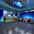 KTV Corridor Design With Neon Lights Futuristic LED Strips And Glossy Floor