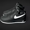 Stylish Black High Top Leather Shoes With White Swoosh Lace Up Strap Design
