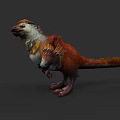 Feathered Reptile 3D Model With Orange White Plumage Standing Posture And Long Tail