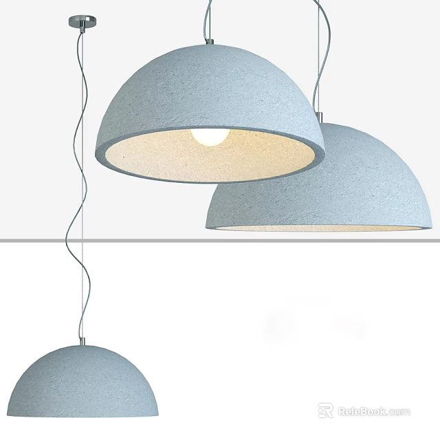 Modern Dome Shaped Light Gray Fabric Pendant Lights Hanging from Ceiling Illuminated 3d model