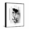 Black and White Female Portrait Art Three Framed Prints on Gray Wall
