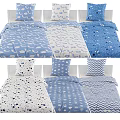 Single Bed Bedding Collection with Blue Animal Star Chevron Duvet Covers and Pillows