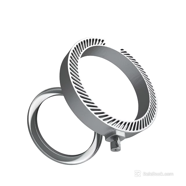 Durable Stainless Silver Metal Rings Featuring Serrated Edges And Bolt Fastener 3d model 