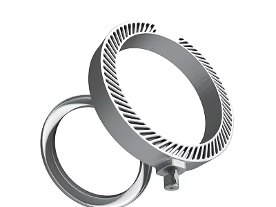 Durable Stainless Silver Metal Rings Featuring Serrated Edges And Bolt Fastener 3d model
