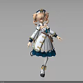 Anime Style Fantasy Character 3D Model With Pink Twin Tails And Blue White Costume